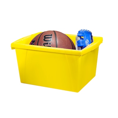 Storex Polypropylene/PP 4 Gallon Classroom Storage Bin, 7.9" x 11.3" x 13.6", Yellow, 3/Bundle (STX61453U06C-3)