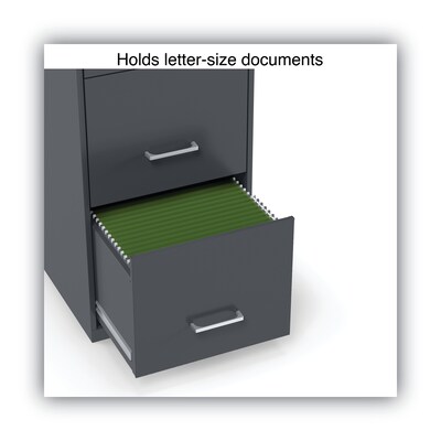 Alera® Soho 2 File-Drawer Vertical Standard File Cabinet, Letter Size, Lockable, 24.1"H x 14"W x 18"D, Charcoal (2806768)