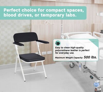Viva Comfort Portable Phlebotomy Blood Drawing Chair, Black (ADI997-03-BLK-MK)