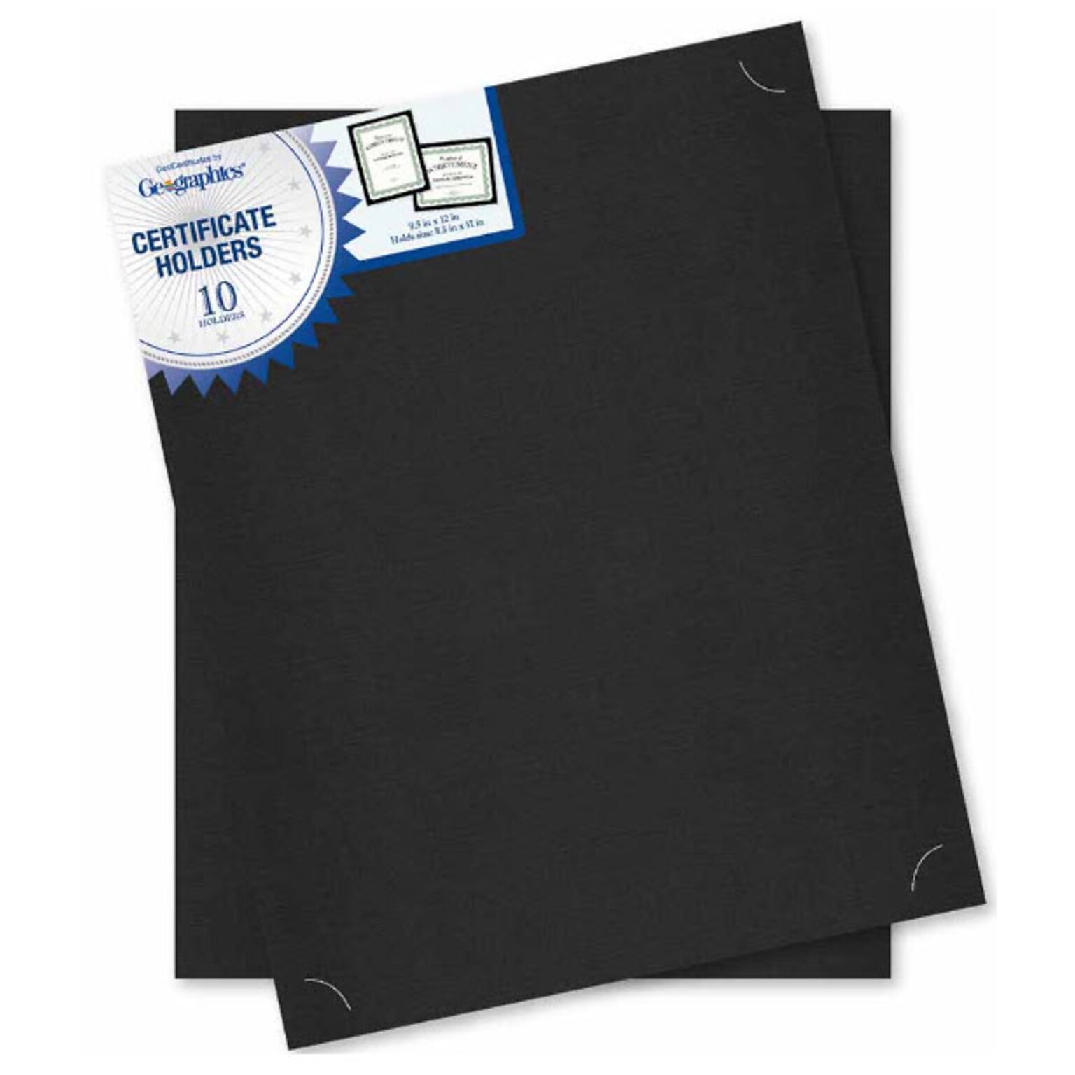 Geographics Certificate Holder, Black, 10 Holders/Pack (47836)