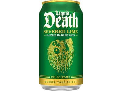 Liquid Death Severed Lime Sparkling Water, 12 fl. oz., 6 Cans/Box, 4 Boxes/Carton (LD-12-SL-4x6pk)