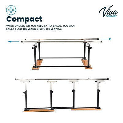 Viva Comfort 7 ft. Foldable Physical Therapy Parallel Bars with Adjustable Height, 350 lbs. Capacity, Black (ADI905-01-MK)