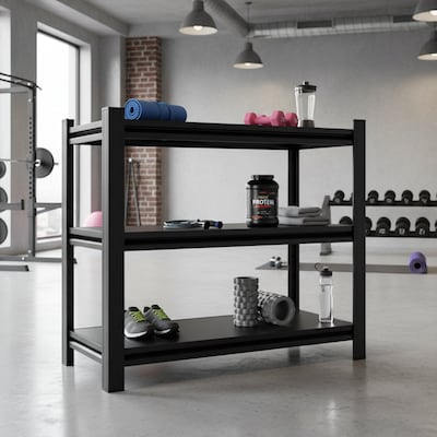 FlexiSpot 3-Shelf Metal Multi-Functional Storage Rack, 39.5" x 39.4" x 13.8", Black (CJ025-DJ)