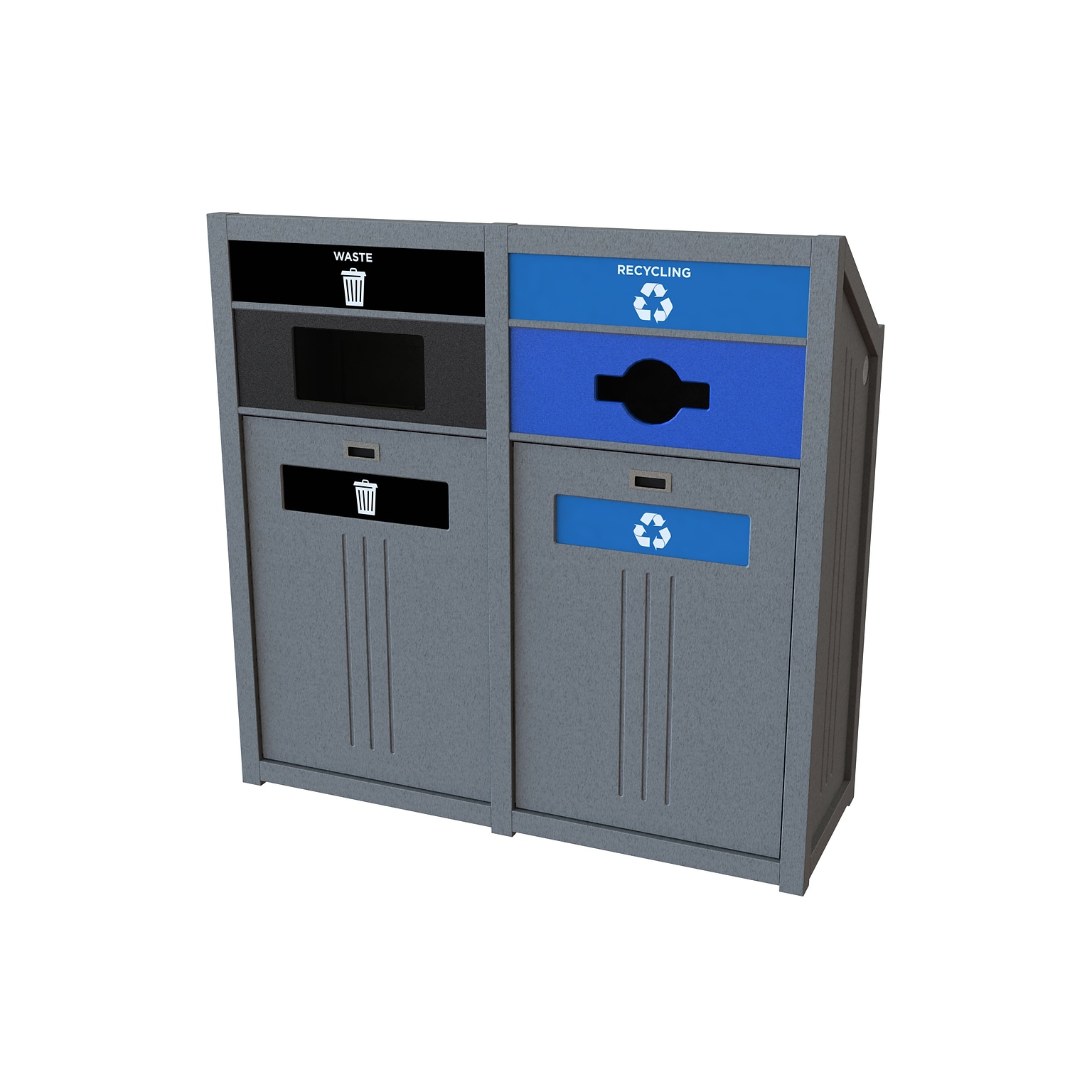 CleanRiver PTZ Dual-Stream Recycling Station, 72 Gallon, Gray (PTZ72-2-WR-GY)