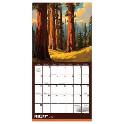 2027 TF Publishing National Parks-Art 6 x 7 Monthly Wall Calendar, Multicolored (27-2113)
