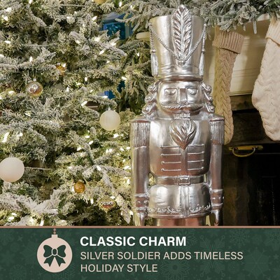 Fraser Hill Farm 4' Nutcracker Soldier, Silver (FFRS048-1SOL-SIL)