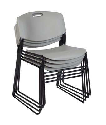 Regency 42" Square Table with Cain Base & 4 Zeng Stack Chairs, Gray (TB4242GY44GY)