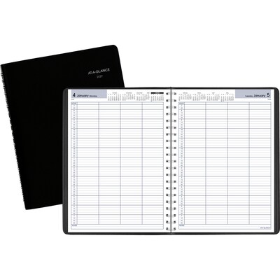2027 AT-A-GLANCE DayMinder 8 x 11 4-Person Daily Appointment Book, Faux Leather Cover, Black (G560-00-27)