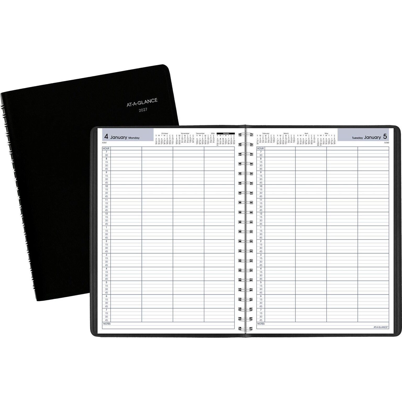 2027 AT-A-GLANCE DayMinder 8 x 11 4-Person Daily Appointment Book, Faux Leather Cover, Black (G560-00-27)