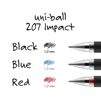 uni-ball 207 Impact Gel Pens, Bold Point, Blue Ink, 12/Pack (65801)