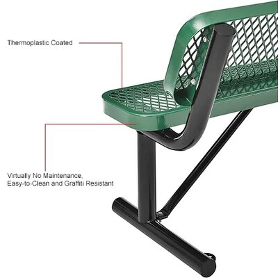 Global Industrial 4' Outdoor Steel Bench w/ Backrest, Expanded Metal, Green (695743GN)