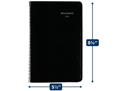 2024 AT-A-GLANCE DayMinder 5" x 8" Weekly Appointment Book Planner, Black (G200-00-24)