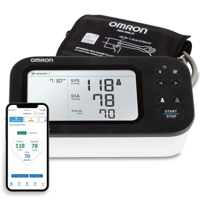 Omron 7 Series Bluetooth Upper Arm Blood Pressure Monitor, Black/White (BP7360)