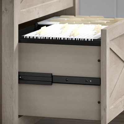 Bush Furniture Key West 48"W Writing Desk with 2 Drawer Lateral File Cabinet and 5 Shelf Bookcase, Washed Gray (KWS004WG)