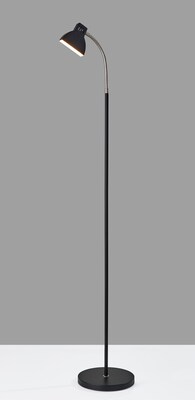 Simplee Adesso 57H Slender LED Floor Lamp, Black & Brushed Steel (SL3974-01)