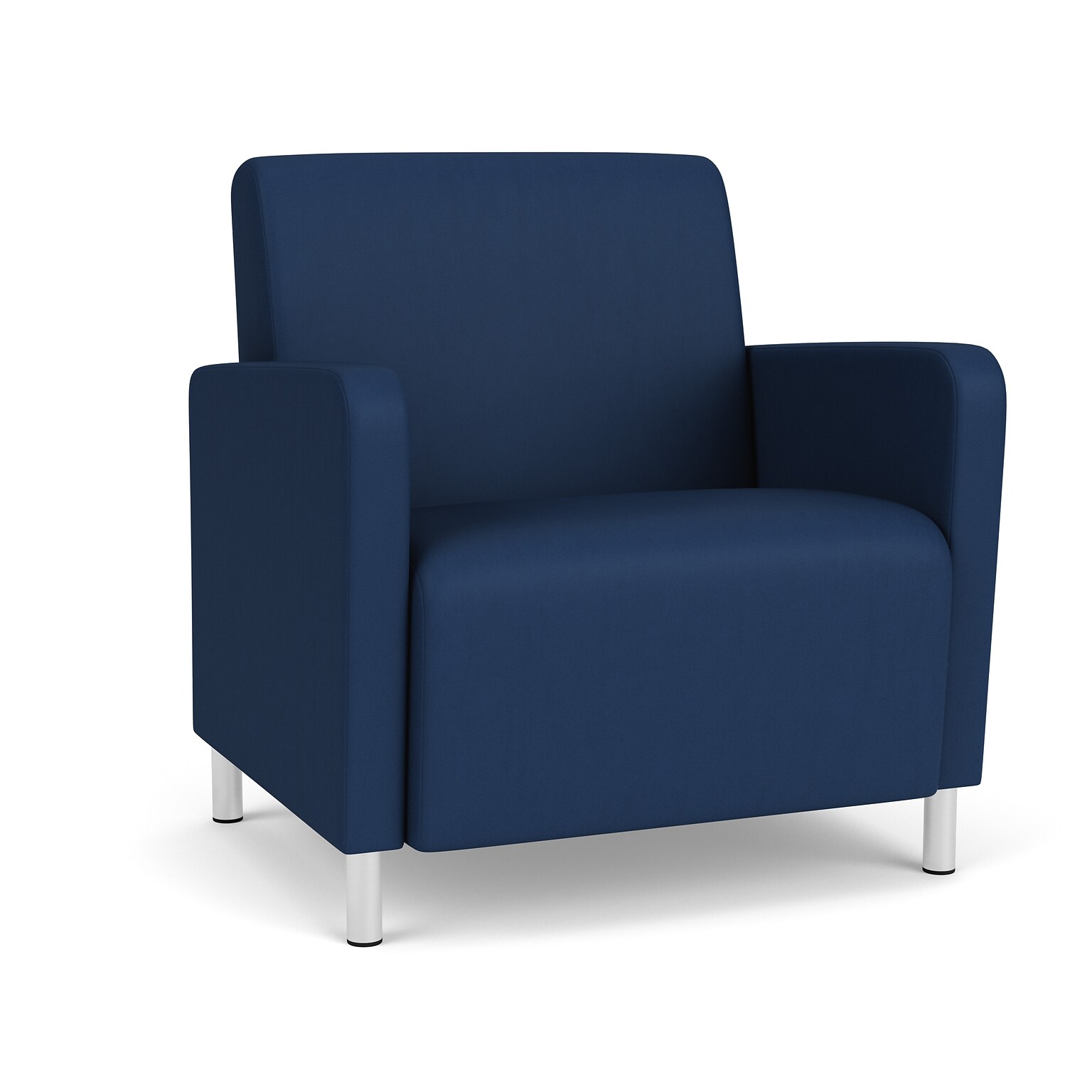 Lesro Ravenna Vinyl Guest Chair, Patriot Plus Imperial Blue/Brushed Steel (RV1201.FBS-01PPIB)