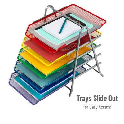 Mind Reader 5-Compartment Metal Desk Tray, Multicolor (5TPAPER-ASST)