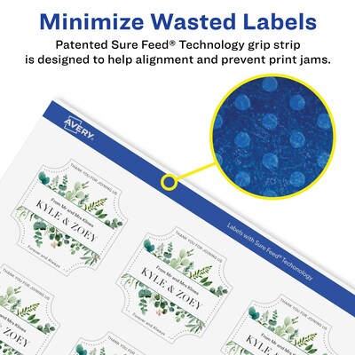 Avery Laser/Inkjet Decorative Edge Multipurpose Labels, 1-5/8" x 1-5/8", White, 300 Labels/Pack (94110)