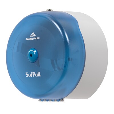 Georgia-Pacific SofPull® High Capacity Center-Pull Bath Dispenser, Splash Blue, 10.500"W x 6.750''D x 10.500"H