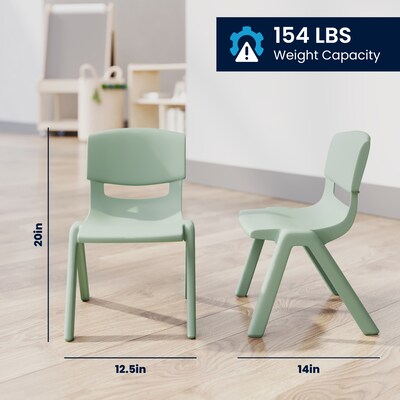 Flash Furniture Emmy Rectangular Activity Table Set, 26.5" x 21.75", Height Adjustable, Light Gray Woodgrain/Sage