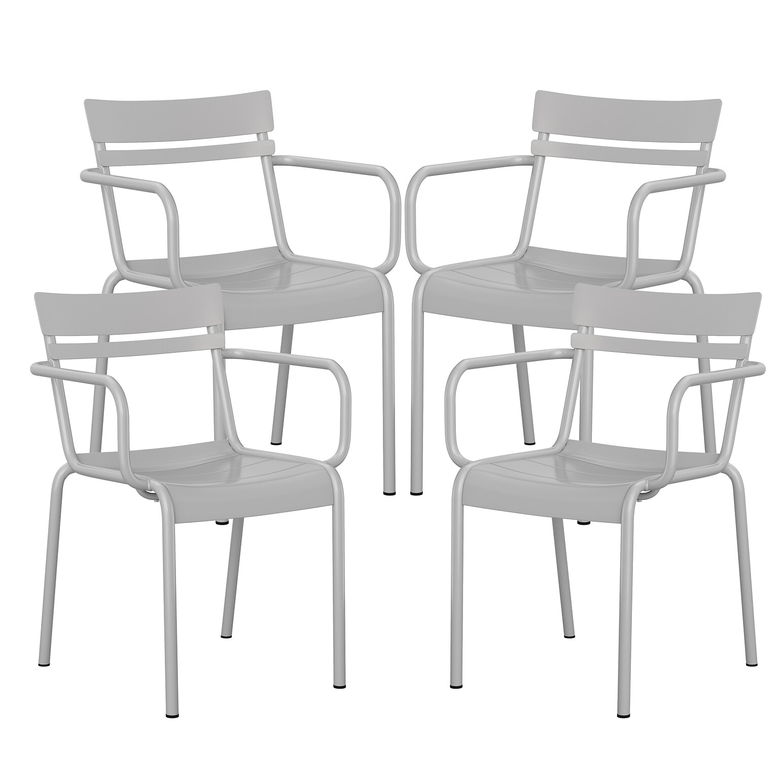 Flash Furniture Nash Modern Metal Dining Chair, Silver, 4/Pack (4XUCH10318ARMSL)