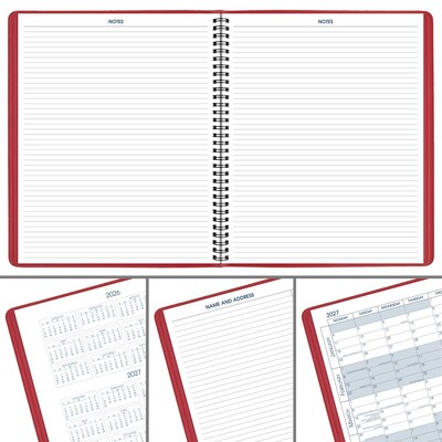 2027-2028 AT-A-GLANCE 9" x 11" Calendar Year Monthly Planner, Faux Leather Cover, Red (70-250-13-27)