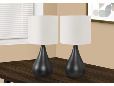 Monarch Specialties Inc. Incandescent Table Lamp, Black/Ivory, 2/Set (I 9639)