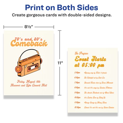 Avery Integrated Cards, 8.5" x 11", Matte Ivory, 50/Box (95282)