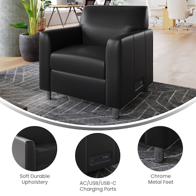 Flash Furniture Agent LeatherSoft Reception Chair, Black/Chrome Legs (BT827U1BKCHR)