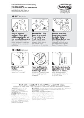 Command Large Utility Hook, 4 lb, Transparent, 3 Hooks/Pack (17093CLR-3AES)