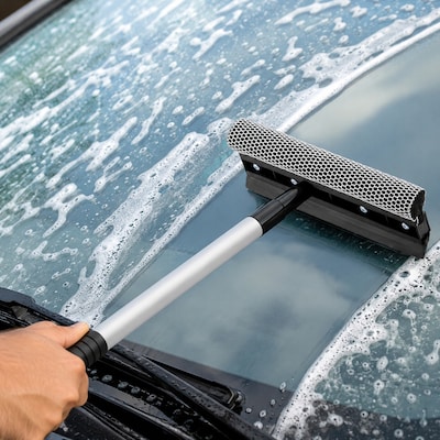 Gritt Commercial Telescoping 8' Window Squeegee & Washer, Black/Silver (GRI185-8-39-EA)