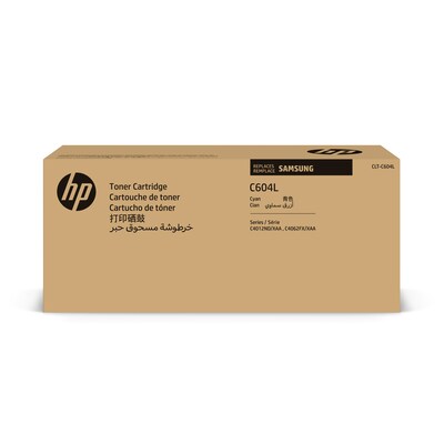 HP C604L Cyan Toner Cartridge for Samsung CLT-C604L (SU081), Samsung-branded printer supplies are no