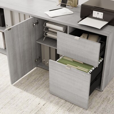 Bush Business Furniture Stratus 72"W Electric Adjustable Standing Desk with Storage, Platinum Gray (SUT020PG)