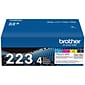 Brother TN-223 Black/Cyan/Magenta/Yellow Standard Yield Toner Cartridge, Up to 1,400 Pages, 4/Pack (