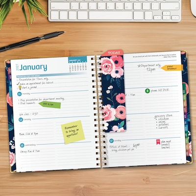 2027 Excello Brands 9 x 11 Weekly & Monthly Standard Planner, Paperboard Cover, Navy Floral (FSHN-CY27-8511-84)