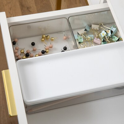 Martha Stewart Grady Plastic Stackable Storage Organizer with White Plastic Lid, Clear, 3/Set (GSBA13603PCLWH)