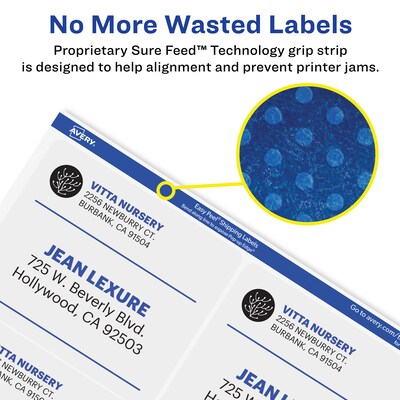 Avery Sure Feed Inkjet Shipping Labels, 2" x 4", Clear, 10 Labels/Sheet, 100 Labels/Pack (18663)