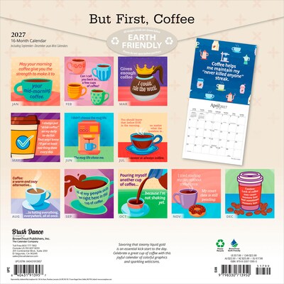 2027 BrownTrout But First Coffee 12 x 12 Monthly Wall Calendar (9798330713950)