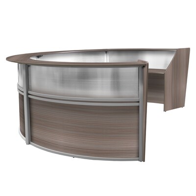 Regency Marque 142"W Curved Reception Desk Workstation, Driftwood Gray (77314GY)