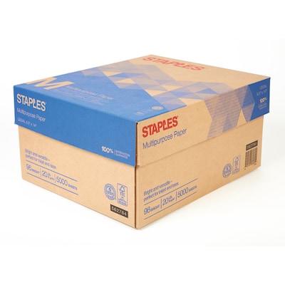 Staples 8.5 x 14 Multipurpose Paper, 20 lbs., 96 Brightness, 500/Ream, 10 Reams/Carton (05028)
