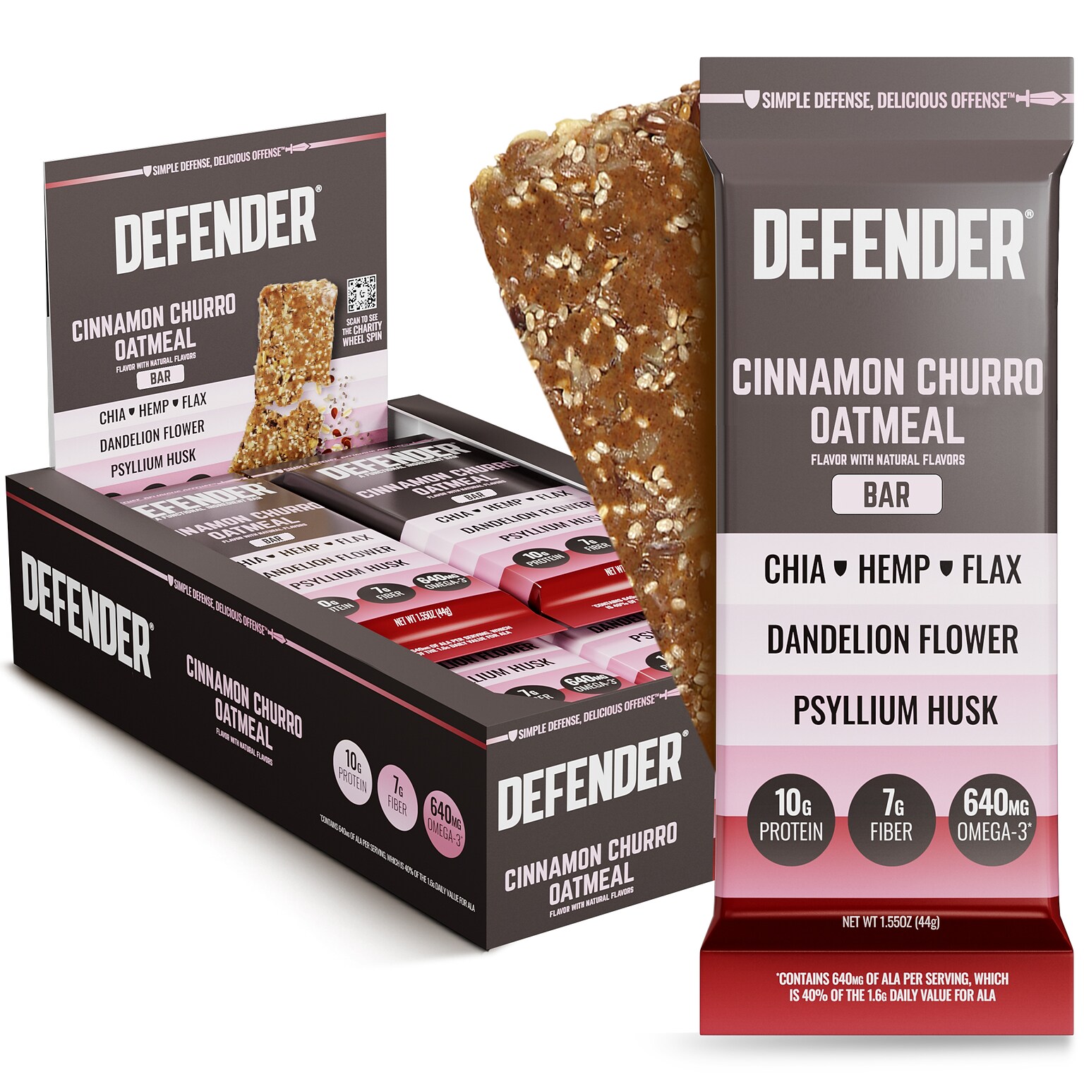 Defender Gluten Free Cinnamon Churro Oatmeal Nutrition Bar, 1.55 oz., 12 Bars/Box (E0044DB01CC)