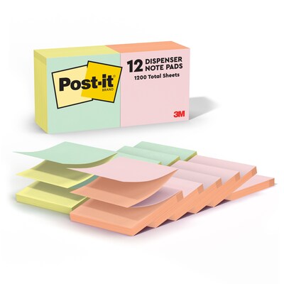 Post-it Pop-up Notes, 3 x 3, Beachside Café Collection, 90 Sheet/Pad, 12 Pads/Pack (R330UALT)