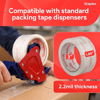 Staples® Lightweight Moving & Storage Packing Tape, 1.88" x 54.6 yds., Clear, 6/Pack (ST61006/52207)