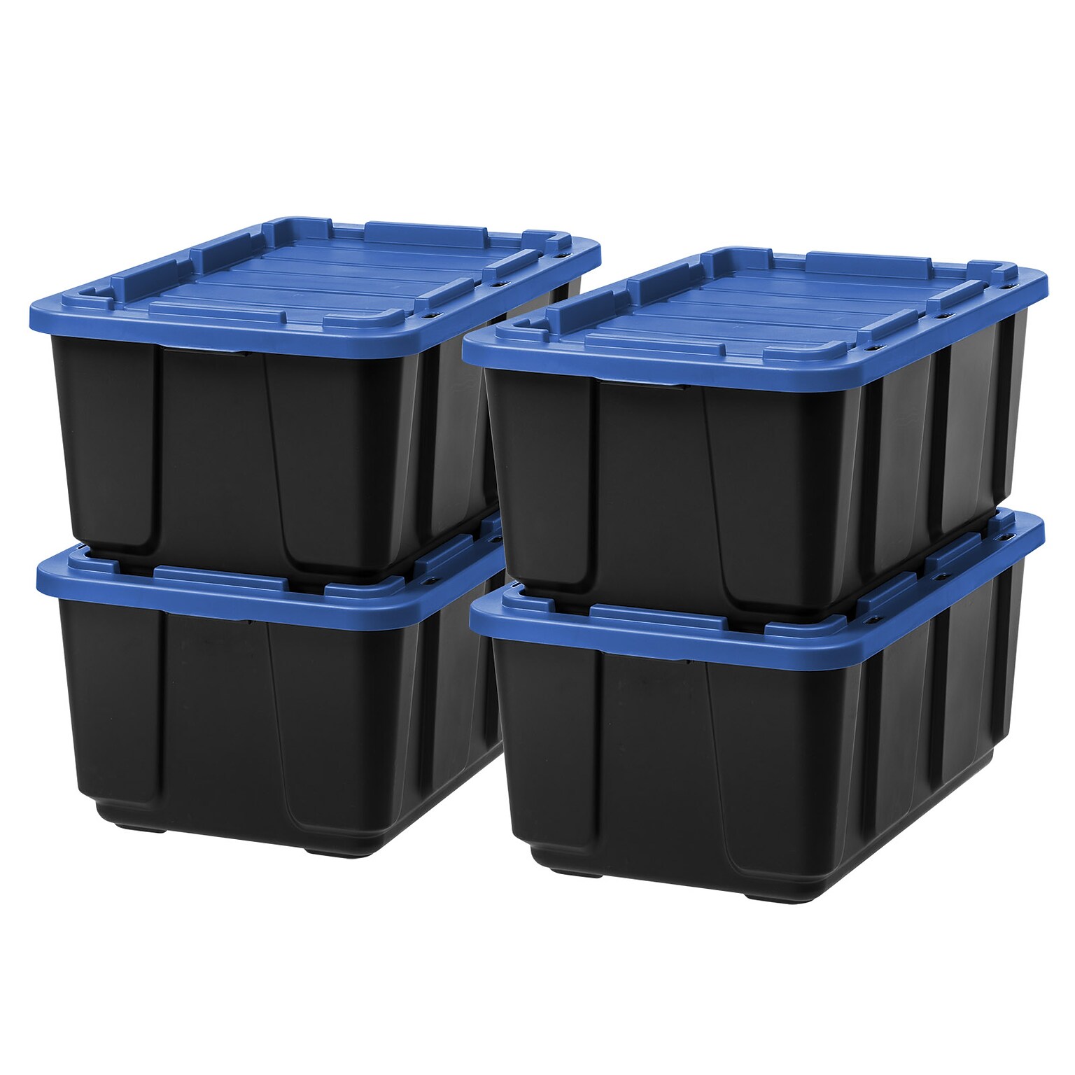 Iris 108 Quart Storage Container with Latching Lid, Plastic, Black, 4/Pack (500411)