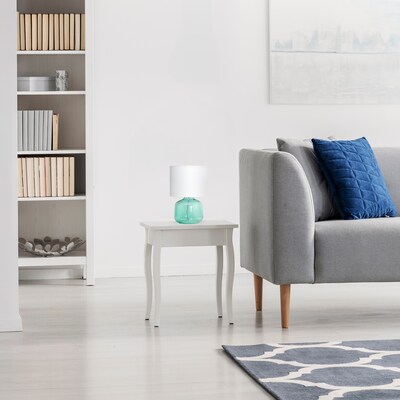 Creekwood Home Round Modern Glass 13.75" LED Table Lamp, Aqua/White (CWT-1015-AW)