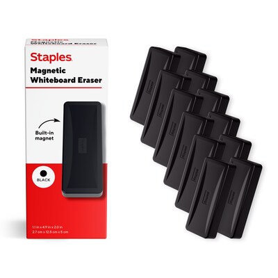Staples Magnetic Whiteboard Eraser, Black, 12/Pack (ST63633)
