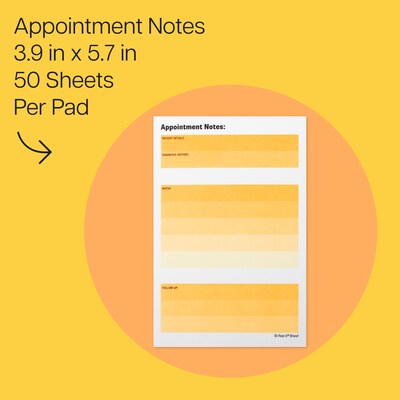 Post-it Appointment Notes, 3.9 x 5.7, Yellow/White, 50 Sheet/Pad, 24 Pads/Pack (660-24CP-PI)