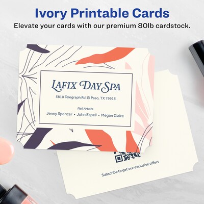 Avery Integrated Cards, 4.25 x 5.5, Matte Ivory, 50/Pack (95278)