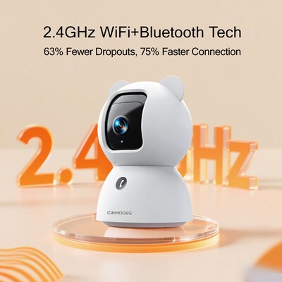 CiNMOORE Total Wireless 360 Degree Security Camera, White (C2LU)