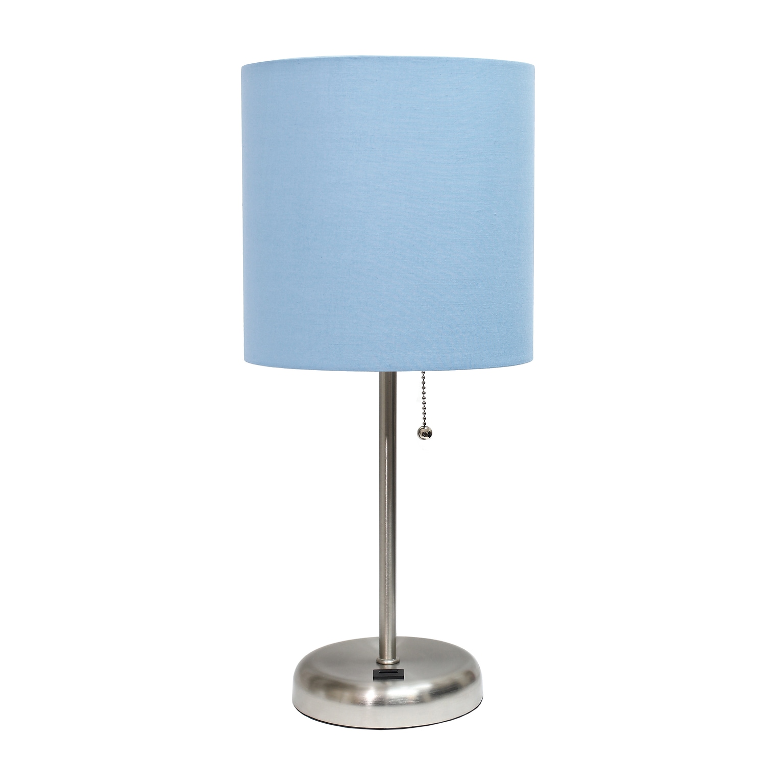 Creekwood Home Oslo 19.50 LED Table Lamp with USB Port, Brushed Steel/Blue (CWT-2012-BL)